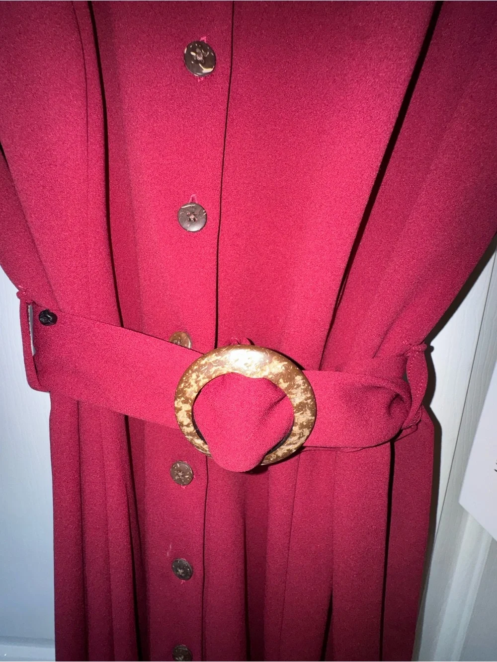 Calvin Klein Button down Burgundy/Plum belted Collared Midi dress. size12. NWT.